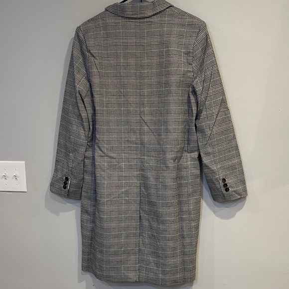 NWT Nordstrom PRIMA Gray Plaid Trench Coat Size M - Picture 6 of 9
